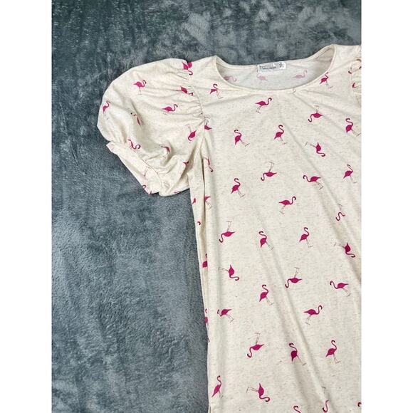 89th + Madison Women's Top S Pink Flamingo Print Puff Sleeve NWT - Picture 6 of 10